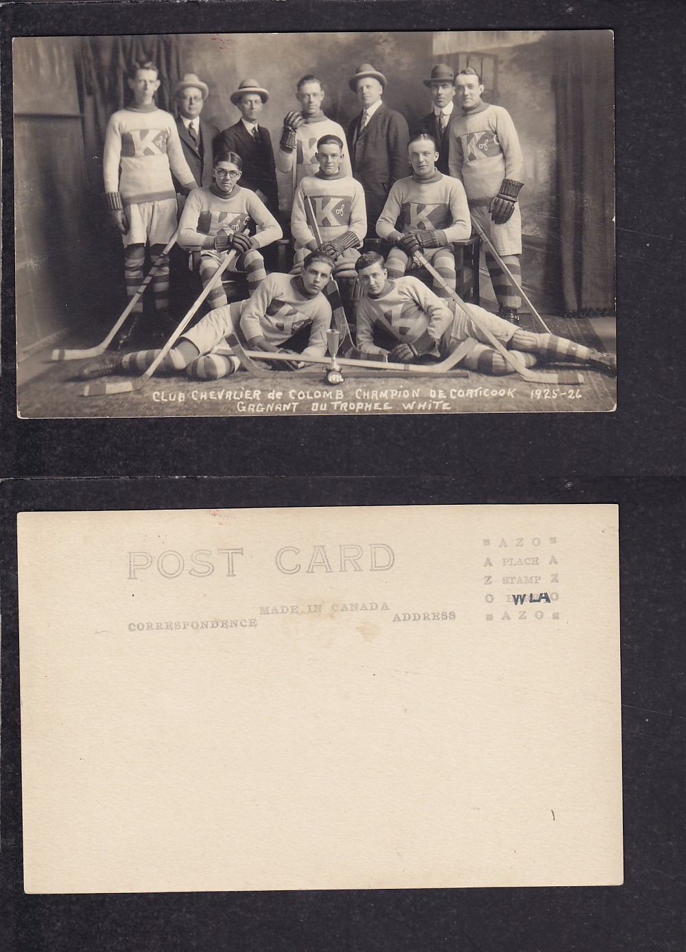 1925-26 COATICOOK HOCKEY TEAM POST CARD photo 1925-26 COATICOOK HOCKEY TEAM POST CARD photo