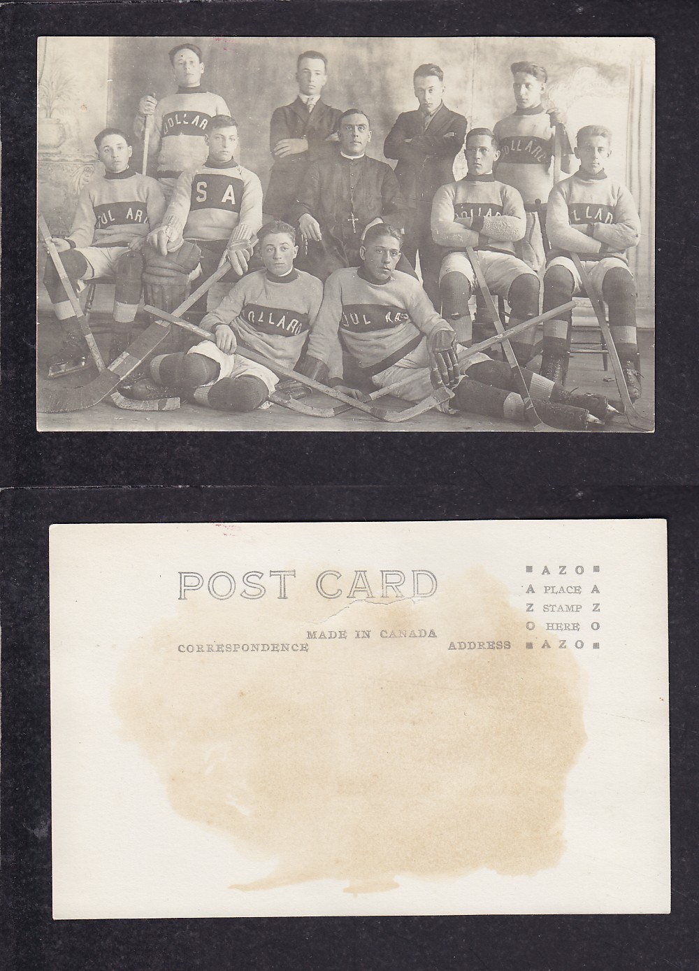 1910 HOCKEY TEAM POST CARD photo