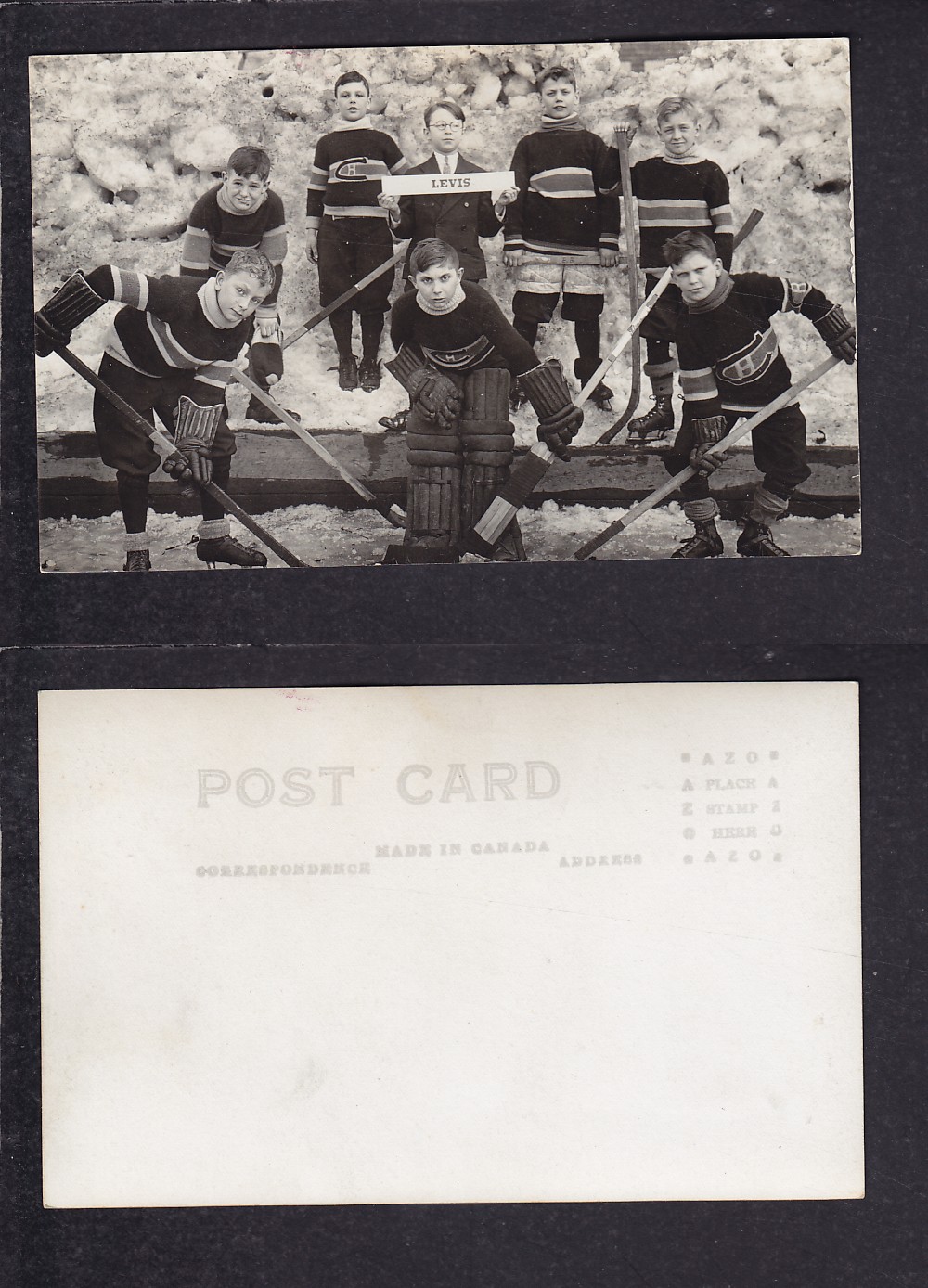 1920'S LEVIS HOCKEY TEAM POST CARD photo