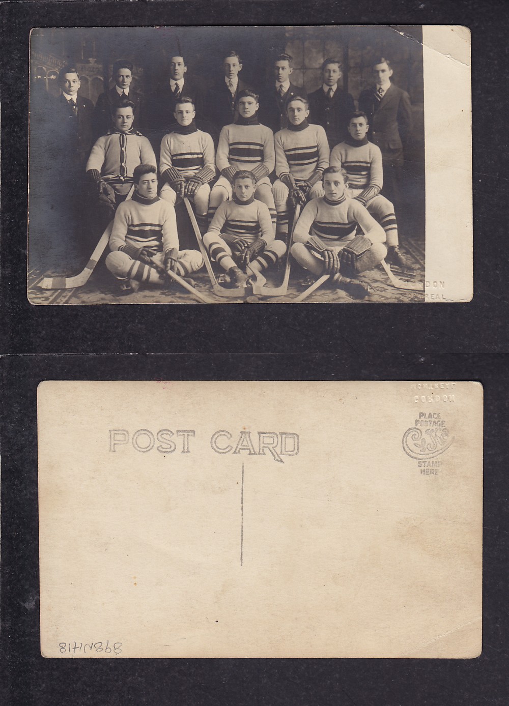 1900'S MONTREAL HOCKEY TEAM POST CARD photo