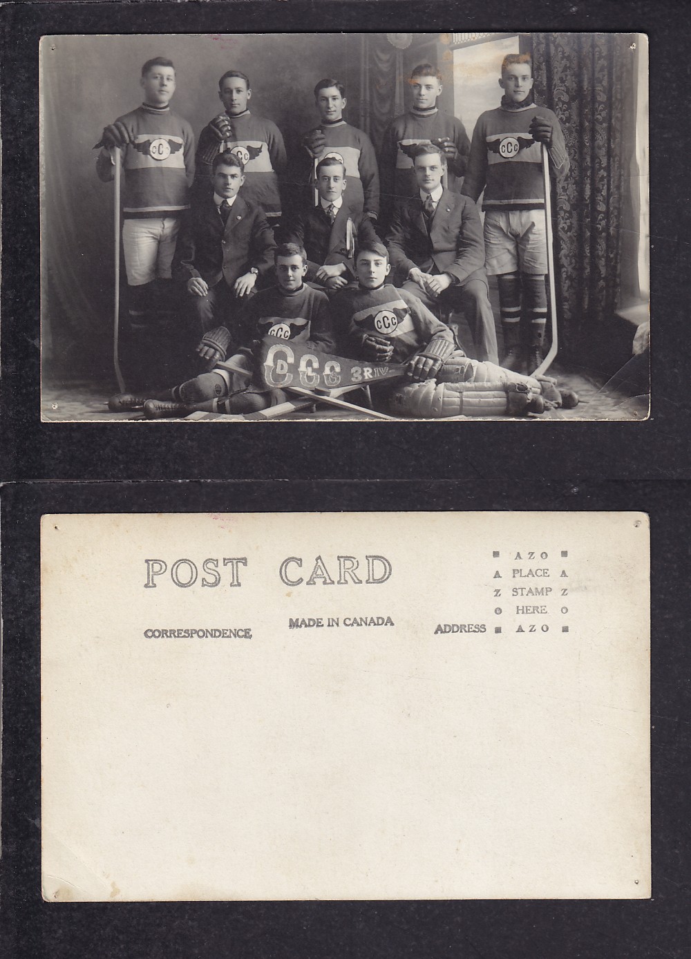 1900'S TROIS RIVIERES HOCKEY TEAM POST CARD photo