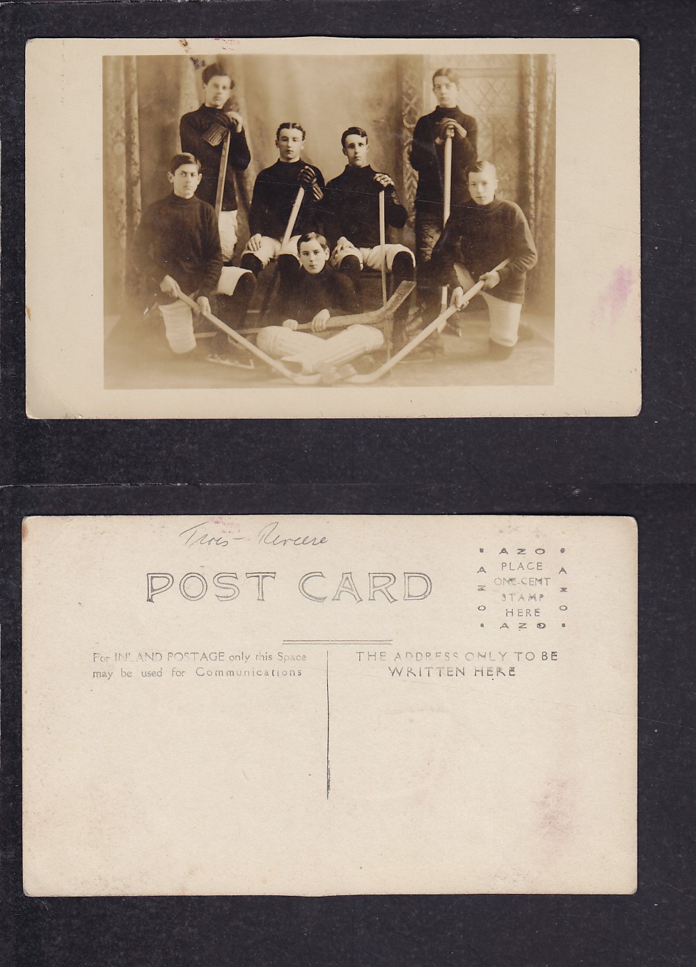 1900'S TROIS RIVIERES HOCKEY TEAM POST CARD photo