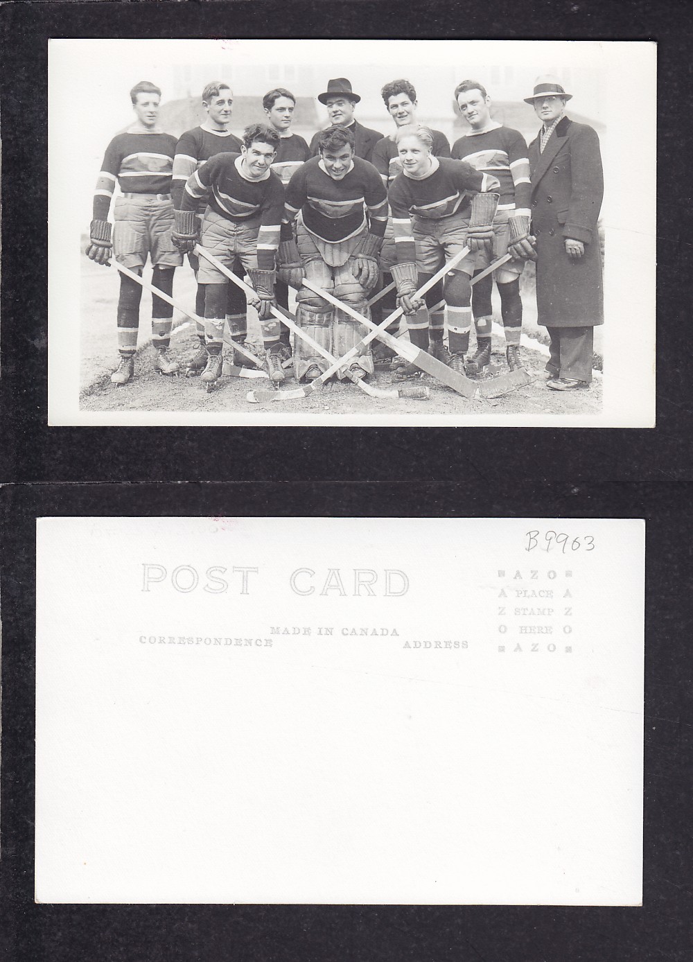 1910'S HOCKEY TEAM POST CARD photo