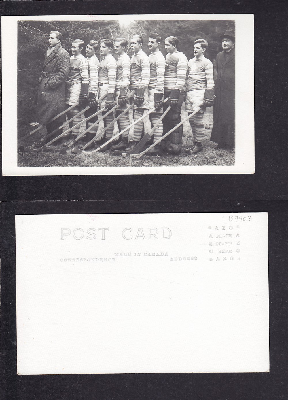 1910'S HOCKEY TEAM POST CARD photo