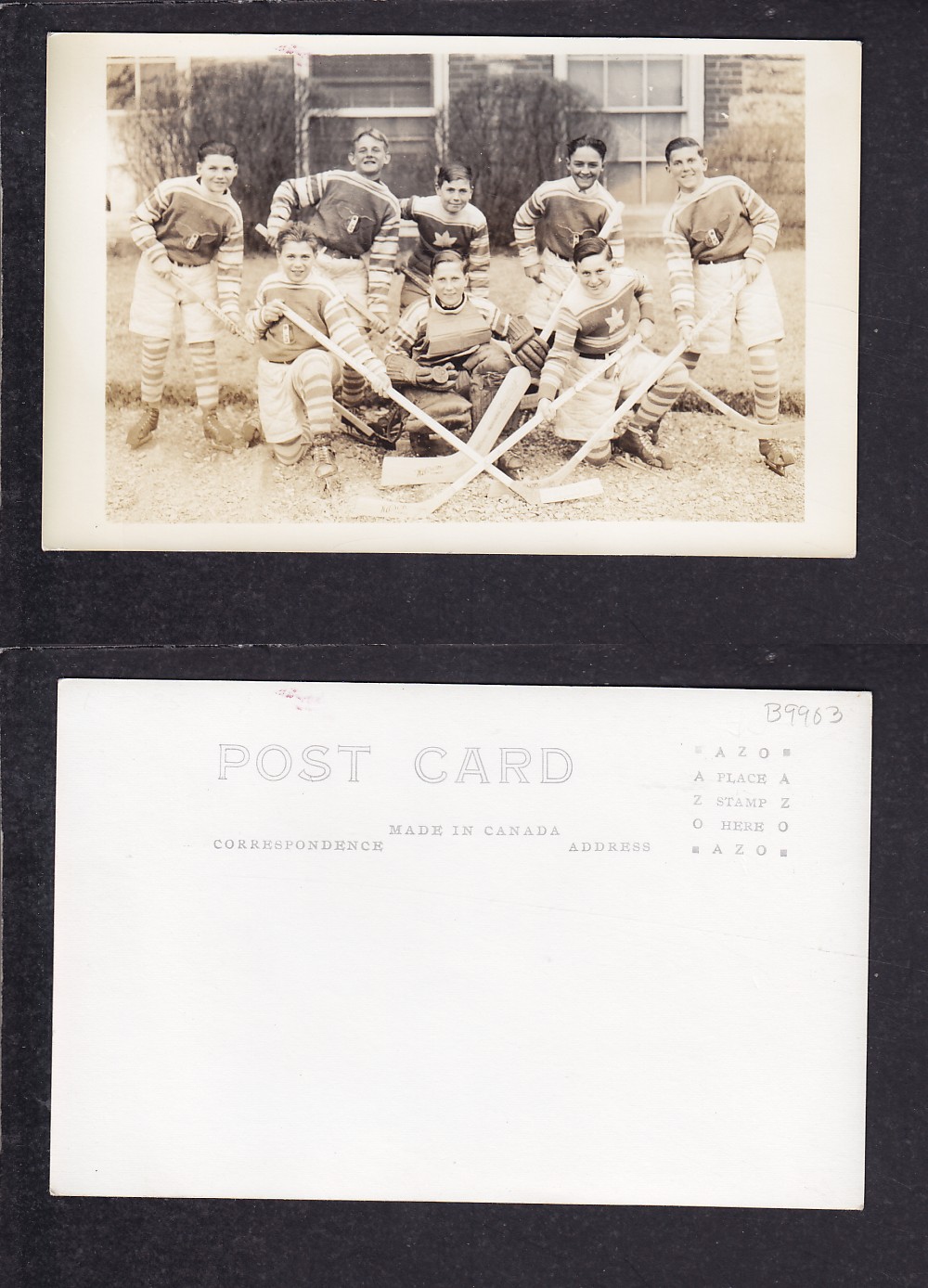 1920'S HOCKEY TEAM POST CARD photo