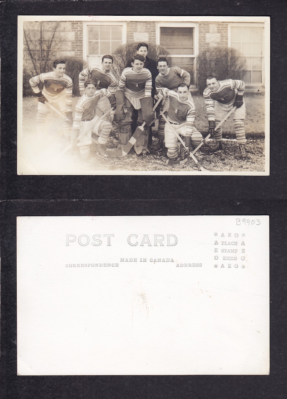 1920'S HOCKEY TEAM POST CARD photo