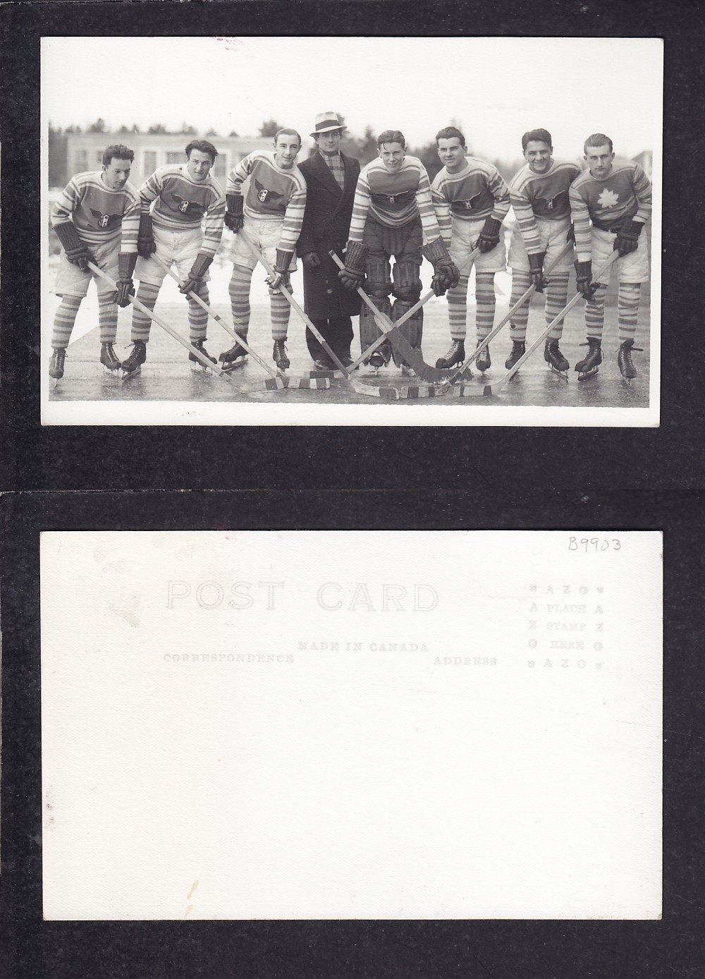 1920'S HOCKEY TEAM POST CARD photo