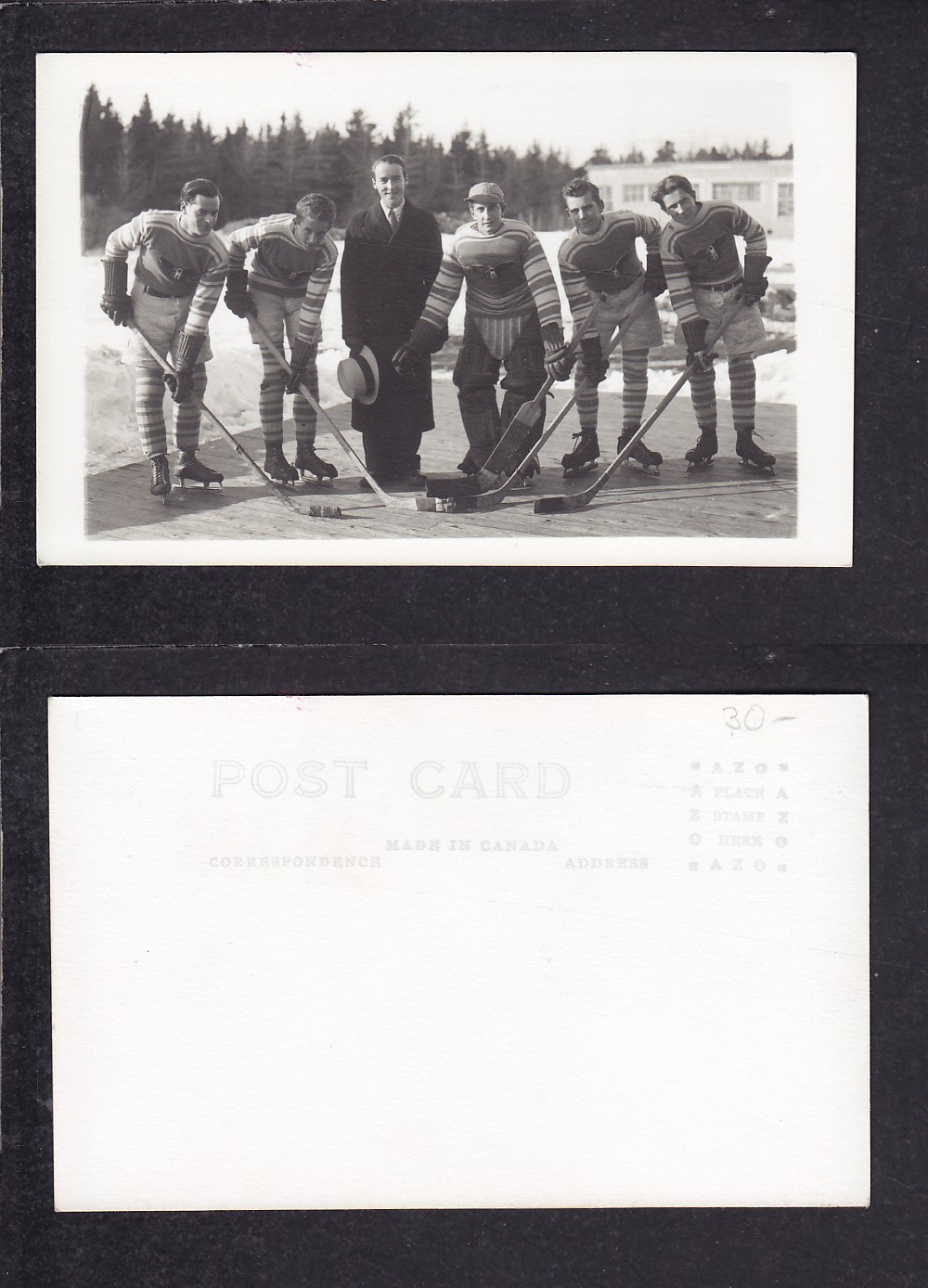 1920'S HOCKEY TEAM POST CARD photo