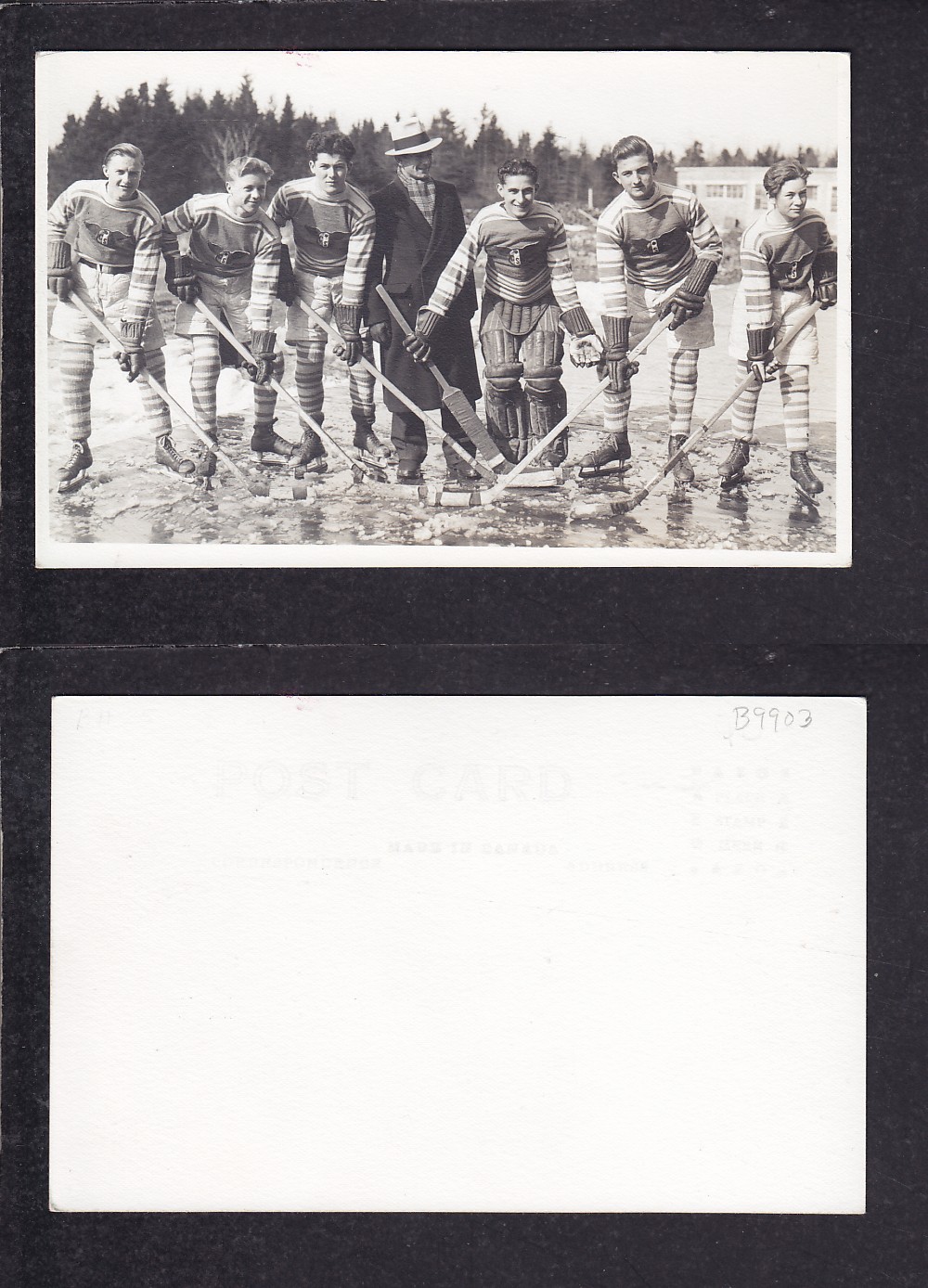 1920'S HOCKEY TEAM POST CARD photo