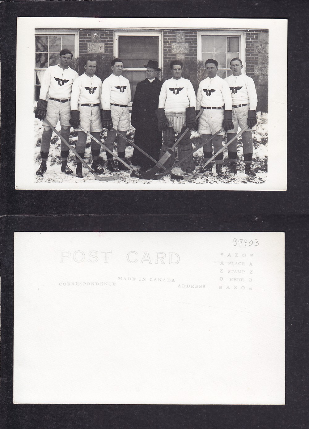 1920'S HOCKEY TEAM POST CARD photo