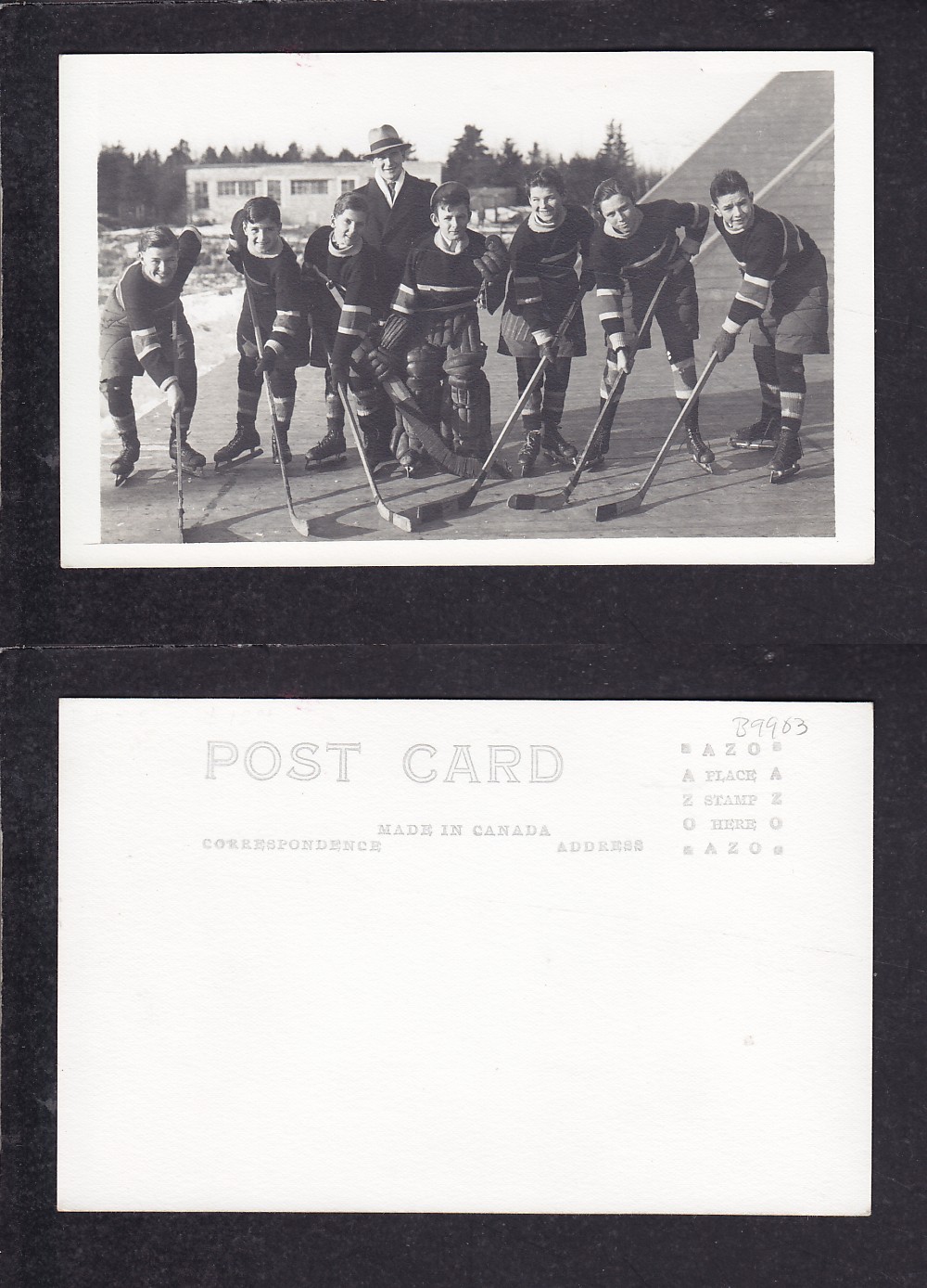 1920'S HOCKEY TEAM POST CARD photo