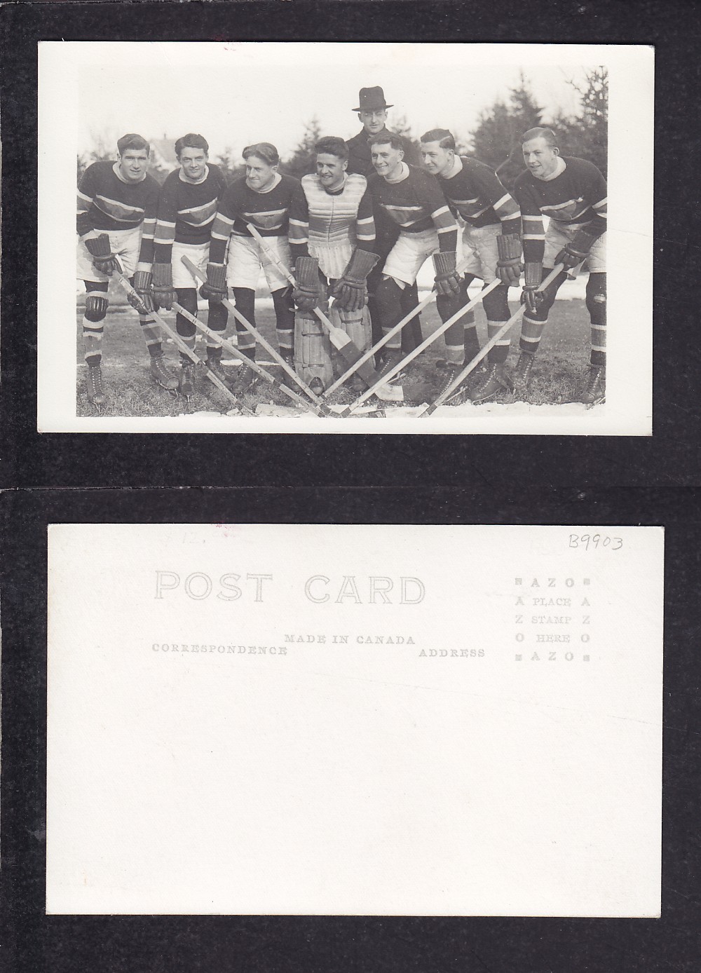 1920'S HOCKEY TEAM POST CARD photo