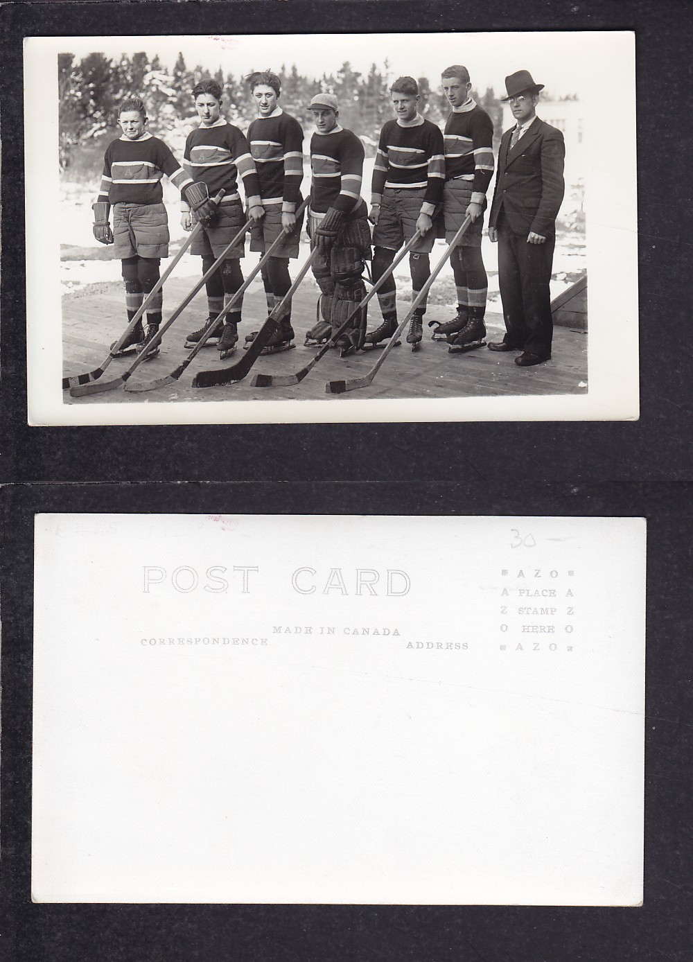 1920'S HOCKEY TEAM POST CARD photo