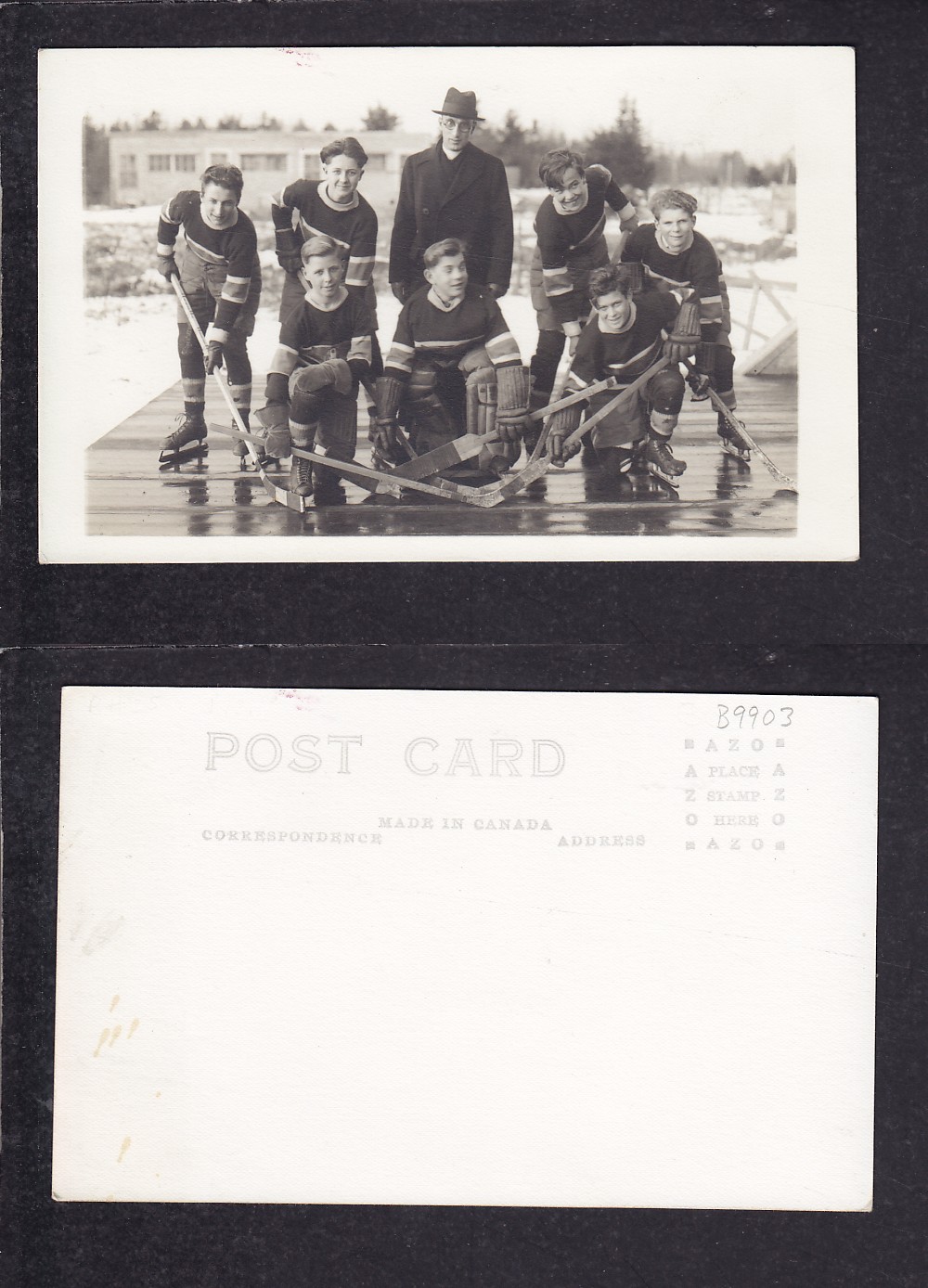 1920'S HOCKEY TEAM POST CARD photo