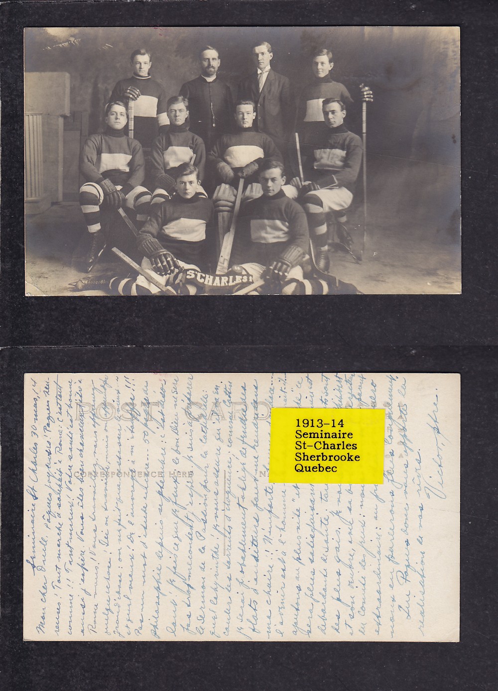 1913-14 SHERBROOKE HOCKEY TEAM POST CARD photo