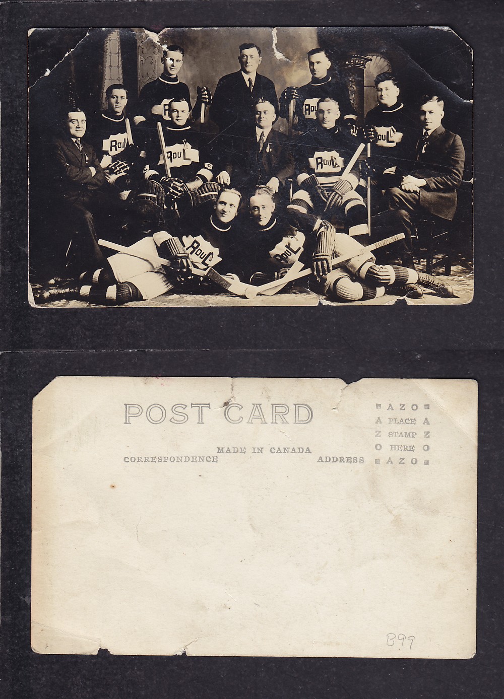 1910'S HOCKEY TEAM POST CARD photo