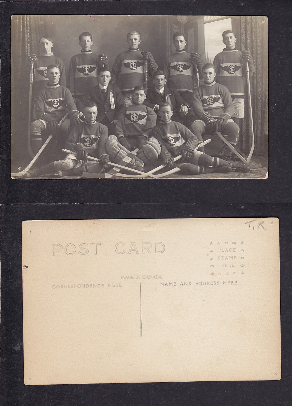 1910'S TROIS RIVIERES HOCKEY TEAM POST CARD photo