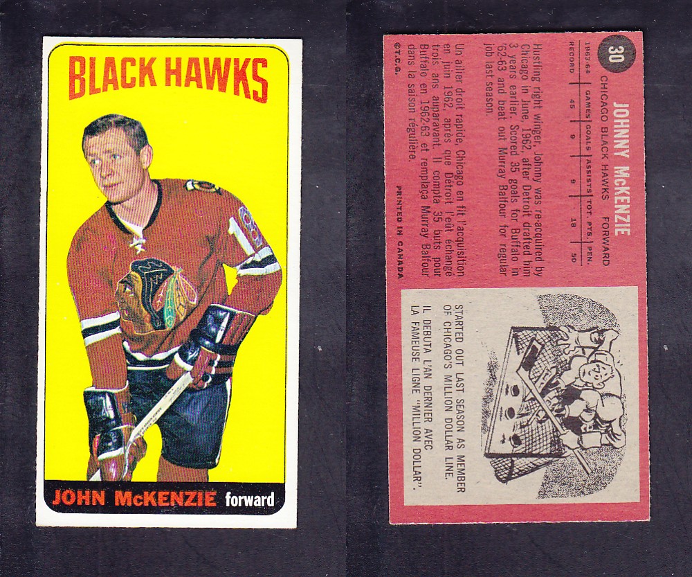 1964-65 TOPPS HOCKEY CARD #30 J. MCKENZIE photo 1964-65 TOPPS HOCKEY CARD #30 J. MCKENZIE photo