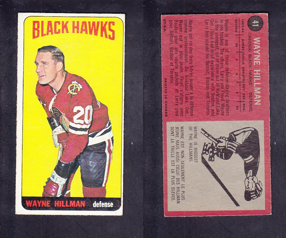 1964-65 TOPPS HOCKEY CARD #41 W. HILLMAN photo 1964-65 TOPPS HOCKEY CARD #41 W. HILLMAN photo