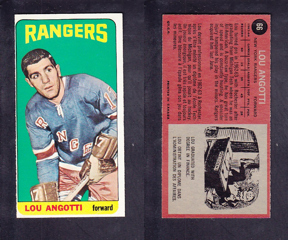 1964-65 TOPPS HOCKEY CARD #66 L. ANGOTTI photo 1964-65 TOPPS HOCKEY CARD #66 L. ANGOTTI photo