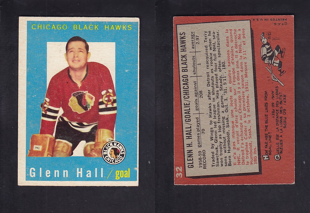 1959-60 TOPPS HOCKEY CARD #32 G. HALL photo 1959-60 TOPPS HOCKEY CARD #32 G. HALL photo