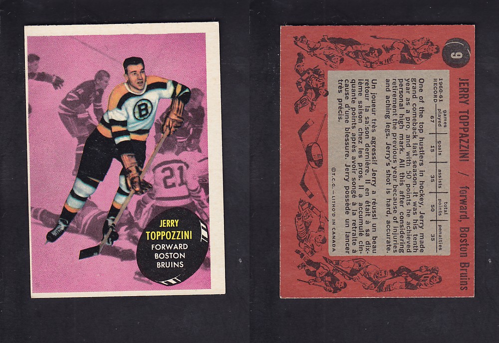 1961-62 TOPPS HOCKEY CARD #9 J. TOPPOZZINI photo 1961-62 TOPPS HOCKEY CARD #9 J. TOPPOZZINI photo