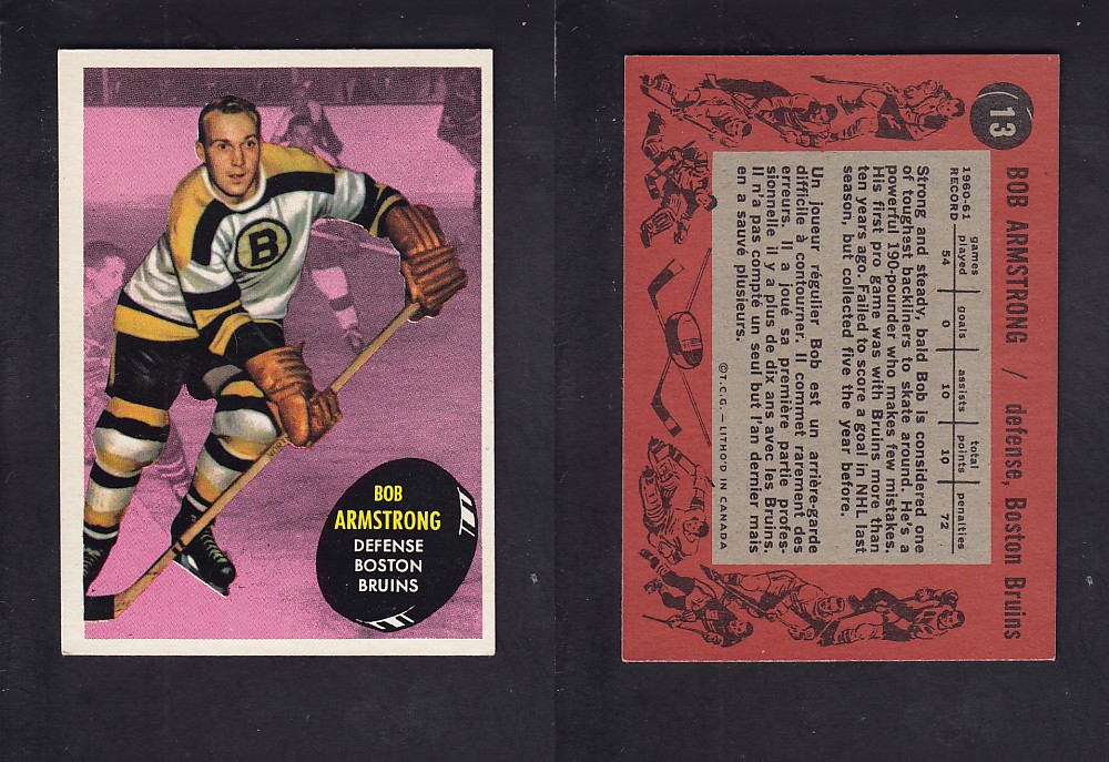 1961-62 TOPPS HOCKEY CARD #13 B. ARMSTRONG photo 1961-62 TOPPS HOCKEY CARD #13 B. ARMSTRONG photo