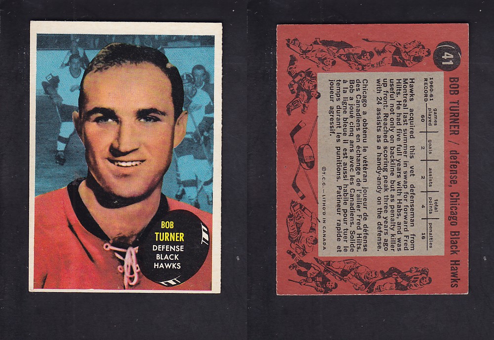 1961-62 TOPPS HOCKEY CARD #41 B. TURNER photo 1961-62 TOPPS HOCKEY CARD #41 B. TURNER photo
