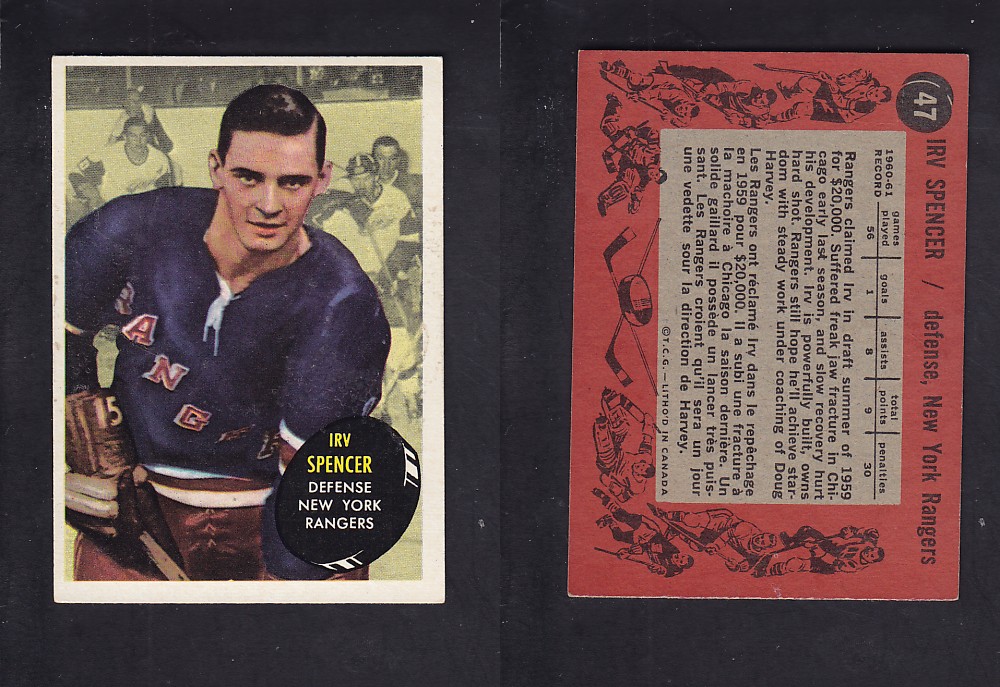 1961-62 TOPPS HOCKEY CARD #47 I. SPENCER photo 1961-62 TOPPS HOCKEY CARD #47 I. SPENCER photo
