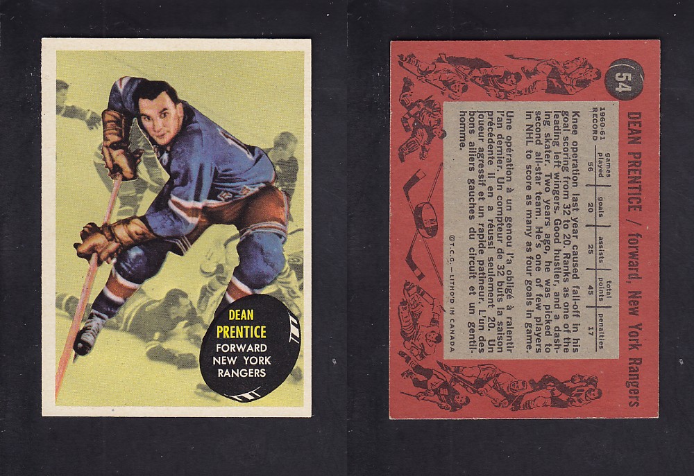 1961-62 TOPPS HOCKEY CARD #54 D. PRENTICE photo 1961-62 TOPPS HOCKEY CARD #54 D. PRENTICE photo