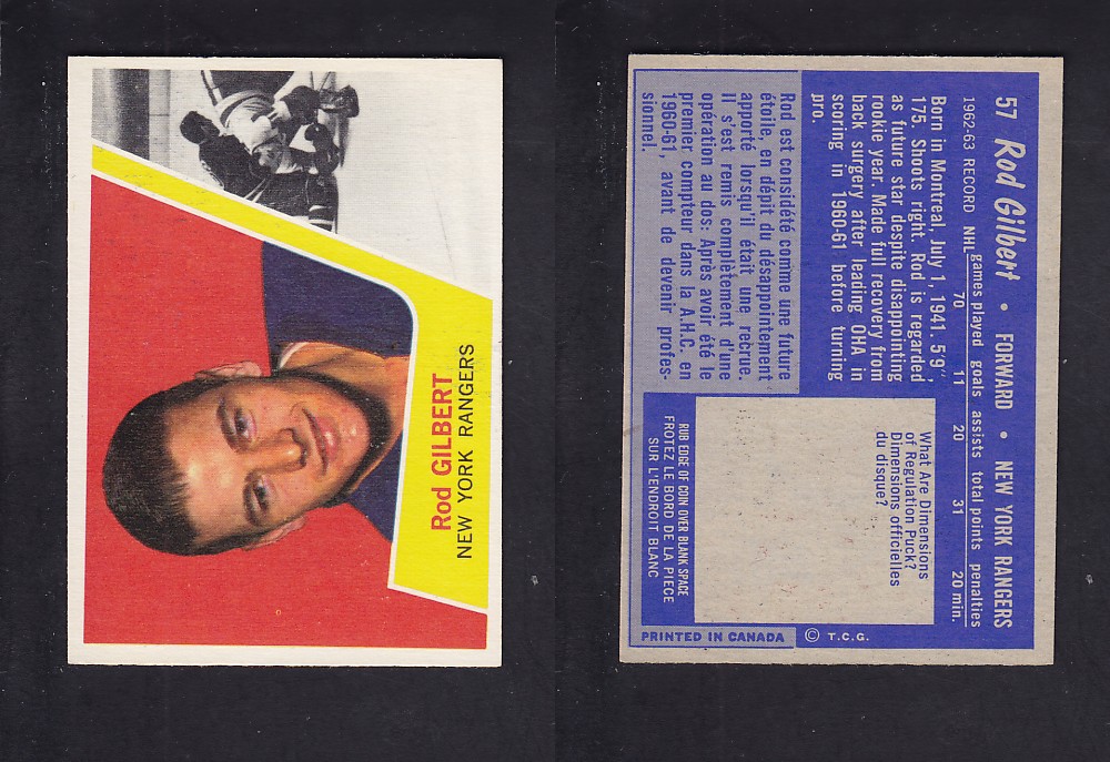 1963-64 TOPPS HOCKEY CARD #57 R. GILBERT photo 1963-64 TOPPS HOCKEY CARD #57 R. GILBERT photo
