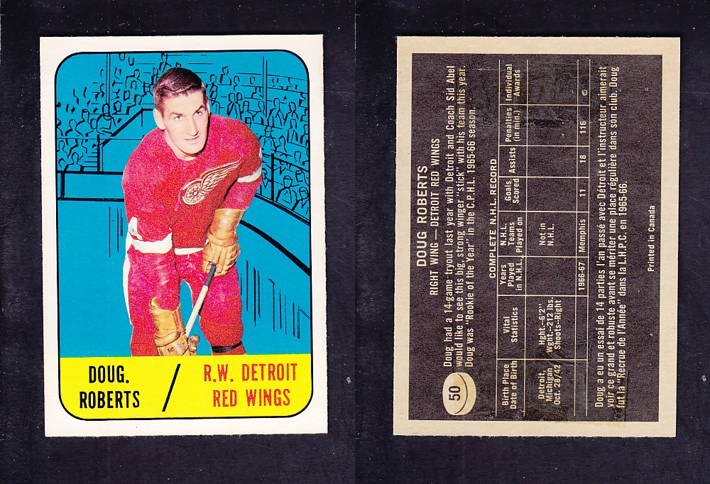 1967-68 TOPPS HOCKEY CARD #50 D. ROBERTS photo 1967-68 TOPPS HOCKEY CARD #50 D. ROBERTS photo