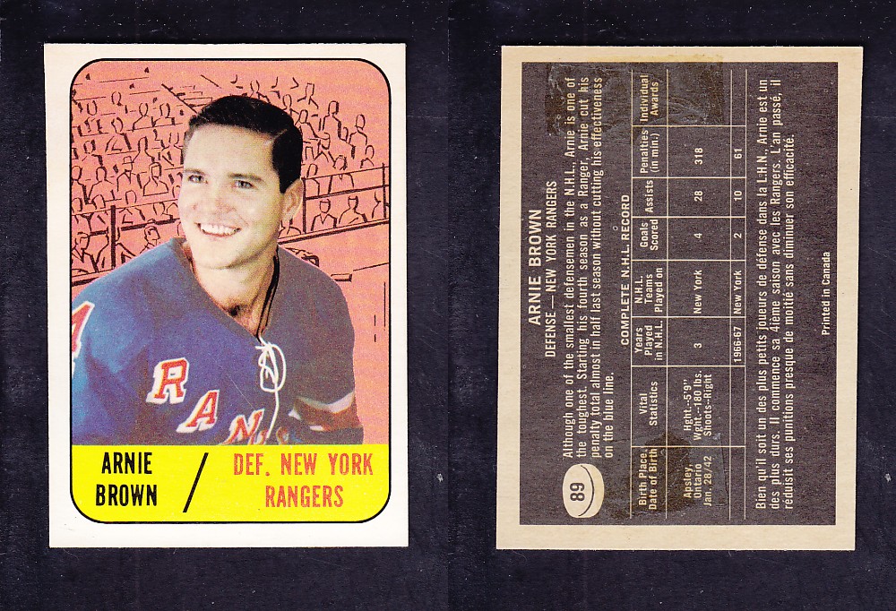 1967-68 TOPPS HOCKEY CARD #89 A. BROWN photo 1967-68 TOPPS HOCKEY CARD #89 A. BROWN photo