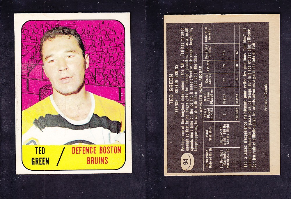 1967-68 TOPPS HOCKEY CARD #94 T. GREEN photo 1967-68 TOPPS HOCKEY CARD #94 T. GREEN photo