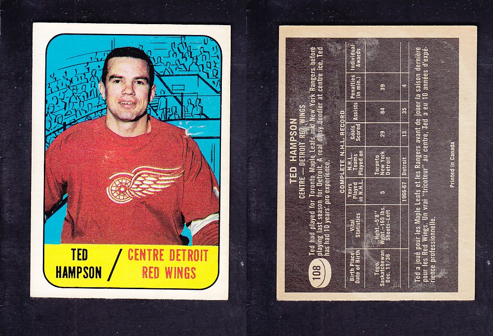 1967-68 TOPPS HOCKEY CARD #108 T. HAMPSON photo 1967-68 TOPPS HOCKEY CARD #108 T. HAMPSON photo