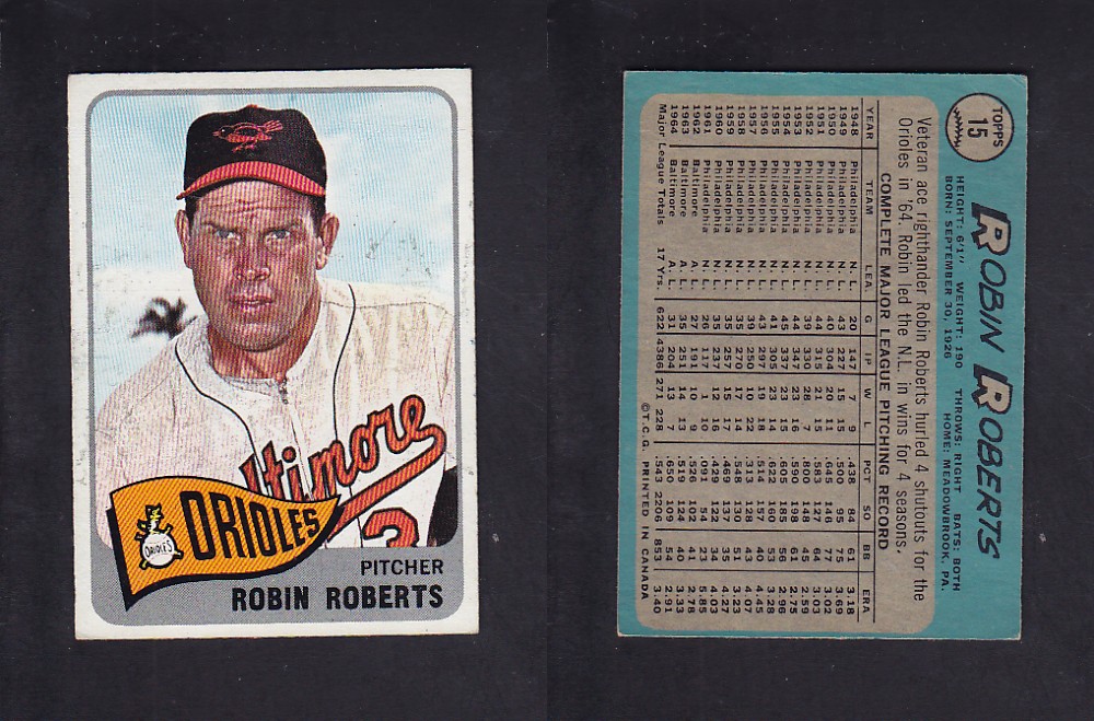1965 O-PEE-CHEE BASEBALL CARD #15 R. ROBERTS photo 1965 O-PEE-CHEE BASEBALL CARD #15 R. ROBERTS photo