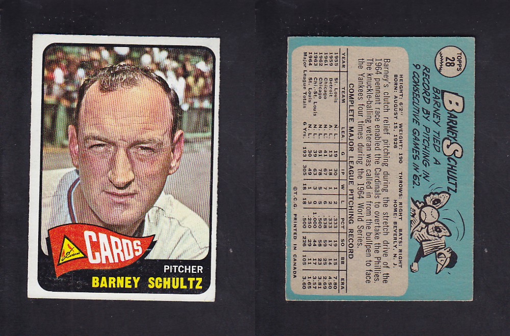 1965 O-PEE-CHEE BASEBALL CARD #28 B. SCHULTZ photo 1965 O-PEE-CHEE BASEBALL CARD #28 B. SCHULTZ photo