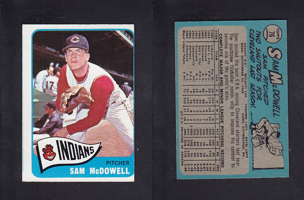 1965 O-PEE-CHEE BASEBALL CARD #76 S. MCDOWELL photo 1965 O-PEE-CHEE BASEBALL CARD #76 S. MCDOWELL photo
