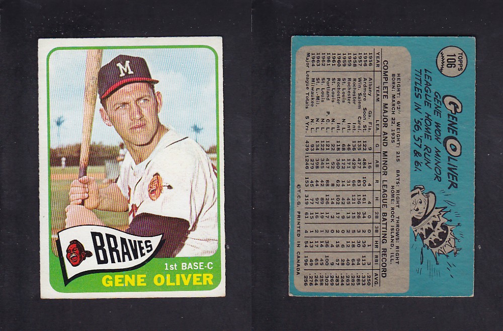 1965 O-PEE-CHEE BASEBALL CARD #106 G. OLIVER photo 1965 O-PEE-CHEE BASEBALL CARD #106 G. OLIVER photo
