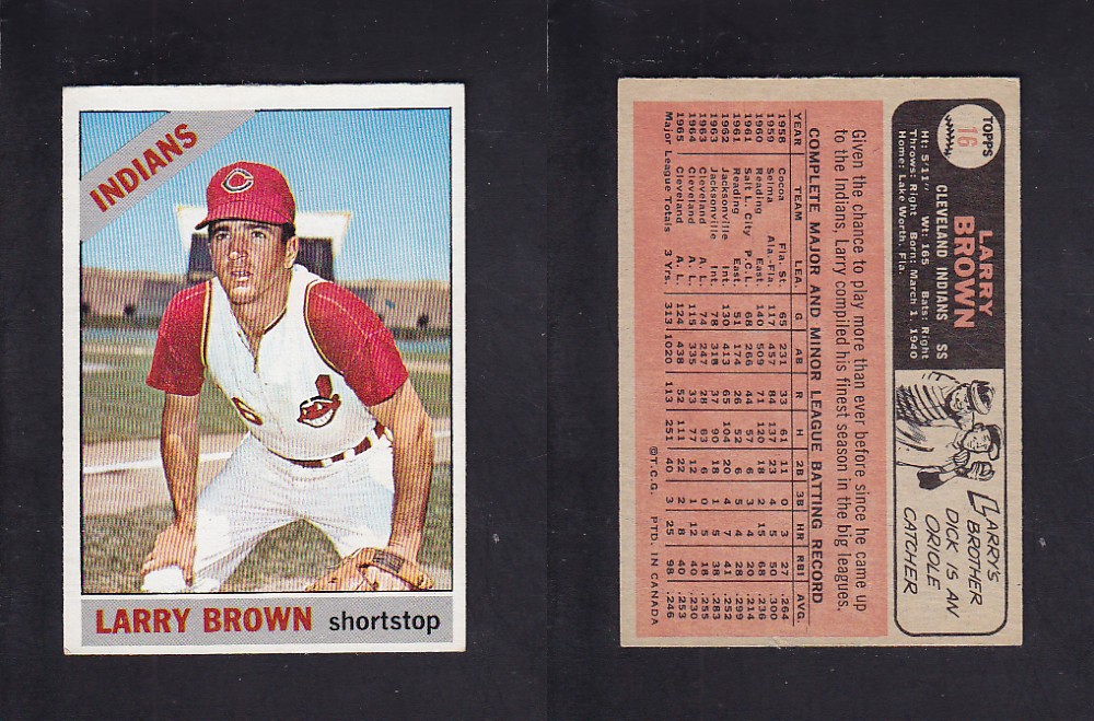 1966 O-PEE-CHEE BASEBALL CARD #16 L. BROWN photo