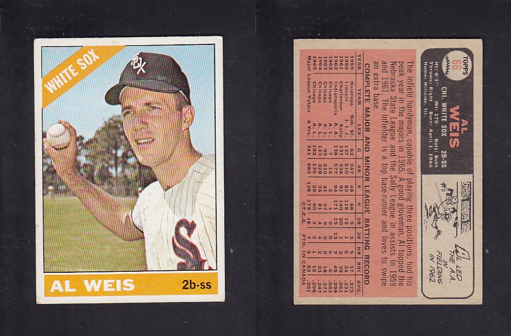 1966 O-PEE-CHEE BASEBALL CARD #66 A. WEIS photo 1966 O-PEE-CHEE BASEBALL CARD #66 A. WEIS photo