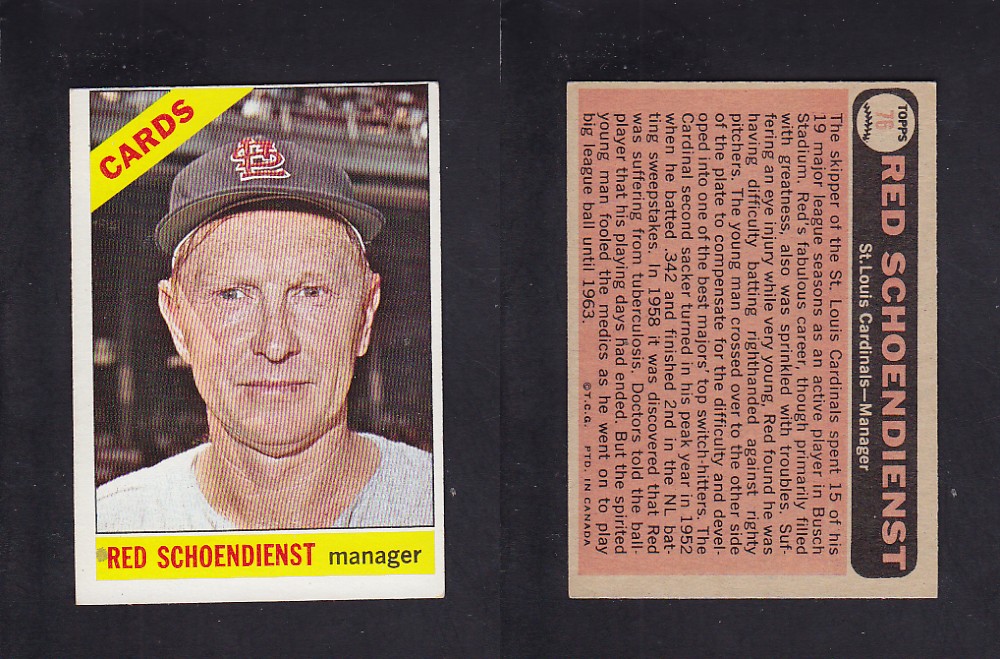 1966 O-PEE-CHEE BASEBALL CARD #76 R. SCHOENDIENST photo 1966 O-PEE-CHEE BASEBALL CARD #76 R. SCHOENDIENST photo