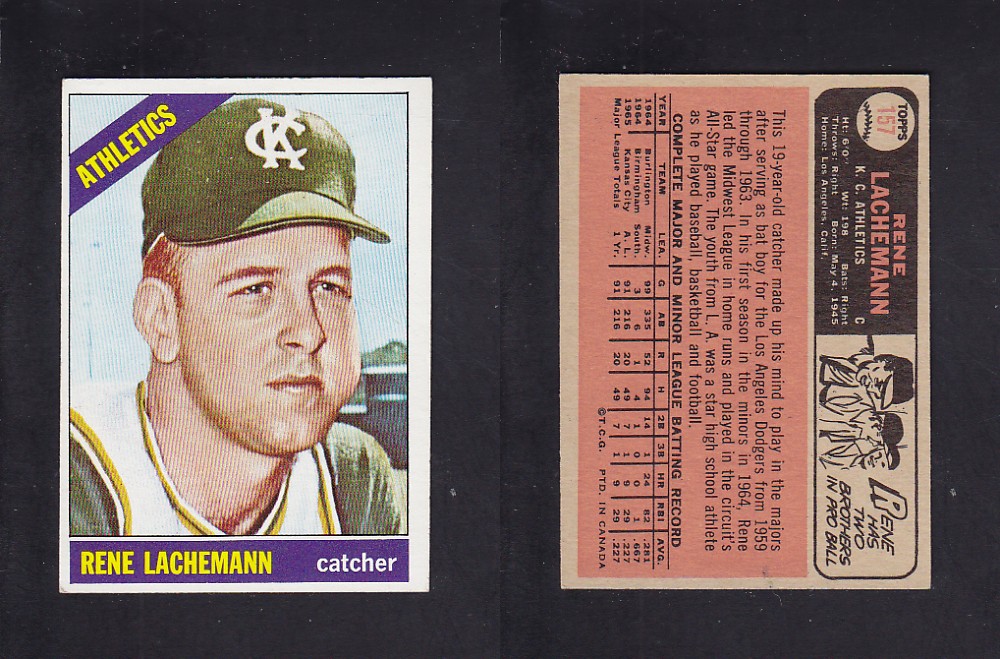 1966 O-PEE-CHEE BASEBALL CARD #157 R. LACHEMANN photo 1966 O-PEE-CHEE BASEBALL CARD #157 R. LACHEMANN photo