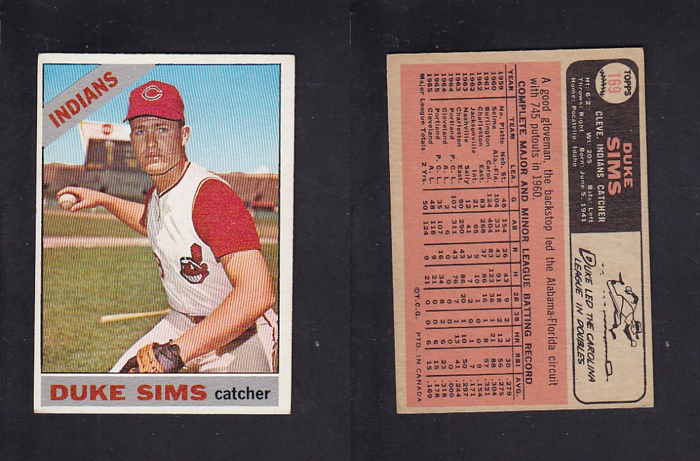 1966 O-PEE-CHEE BASEBALL CARD #169 D. SIMS photo