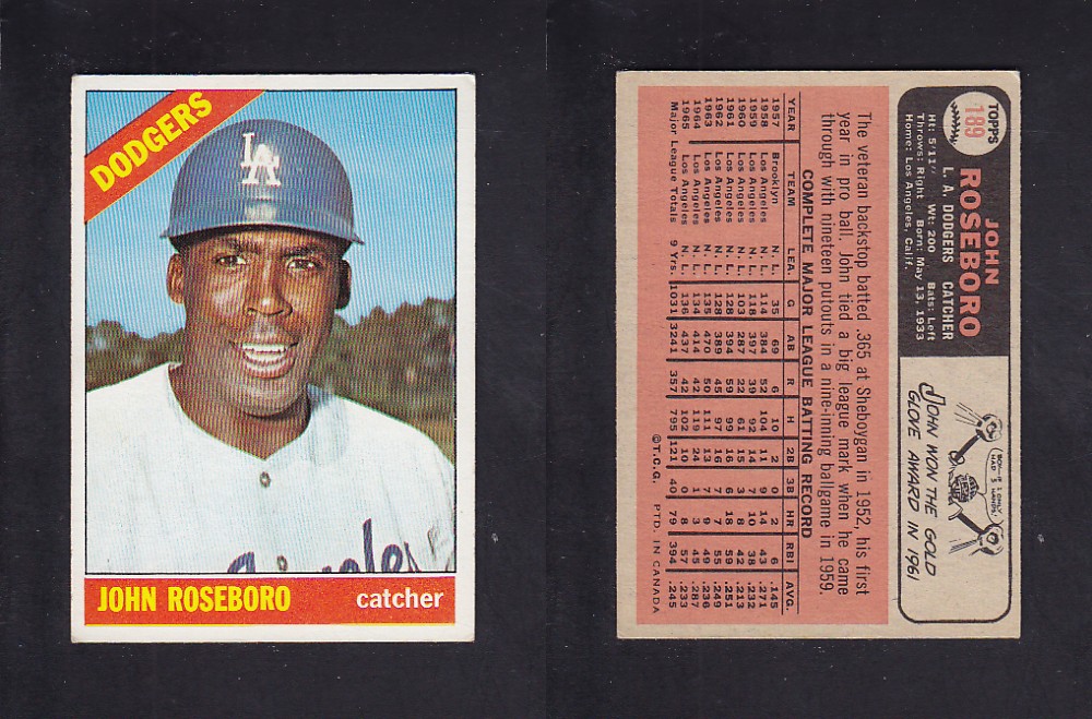 1966 O-PEE-CHEE BASEBALL CARD #189 J. ROSEBORO photo 1966 O-PEE-CHEE BASEBALL CARD #189 J. ROSEBORO photo