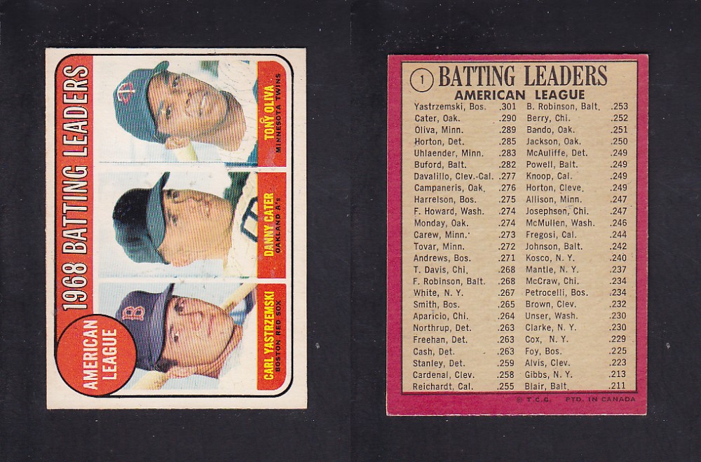 1969 O-PEE-CHEE BASEBALL CARD #1 BATTING LEADERS photo 1969 O-PEE-CHEE BASEBALL CARD #1 BATTING LEADERS photo
