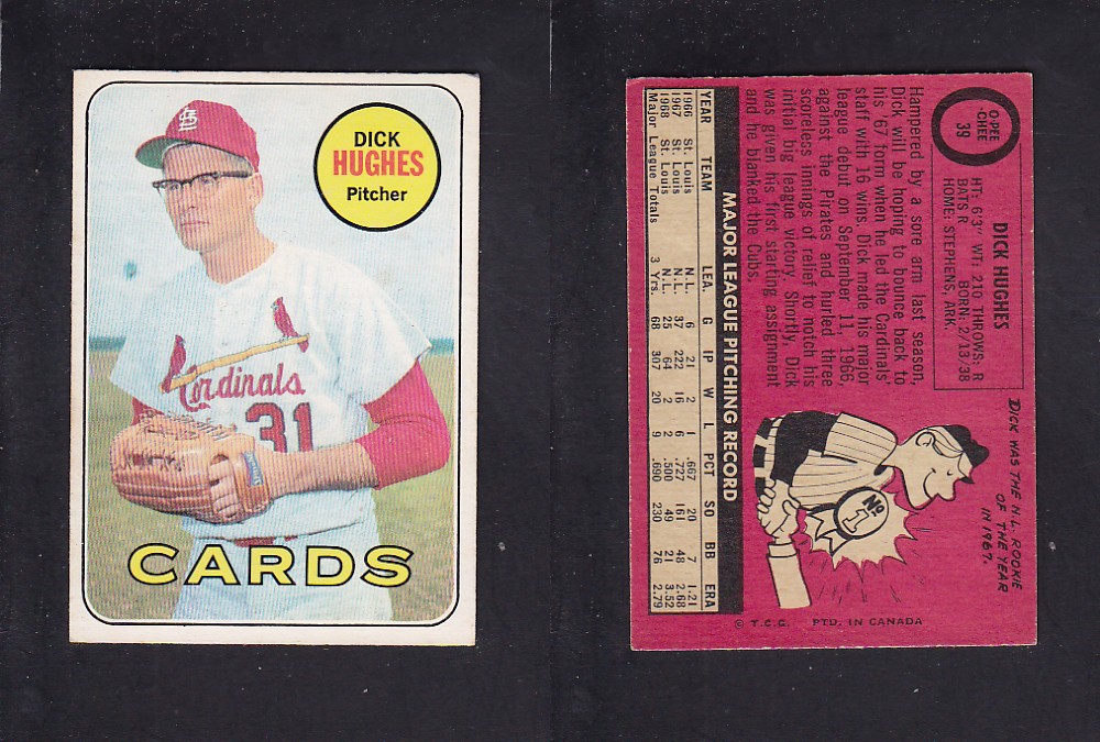 1969 O-PEE-CHEE BASEBALL CARD #39 D. HUGHES photo 1969 O-PEE-CHEE BASEBALL CARD #39 D. HUGHES photo