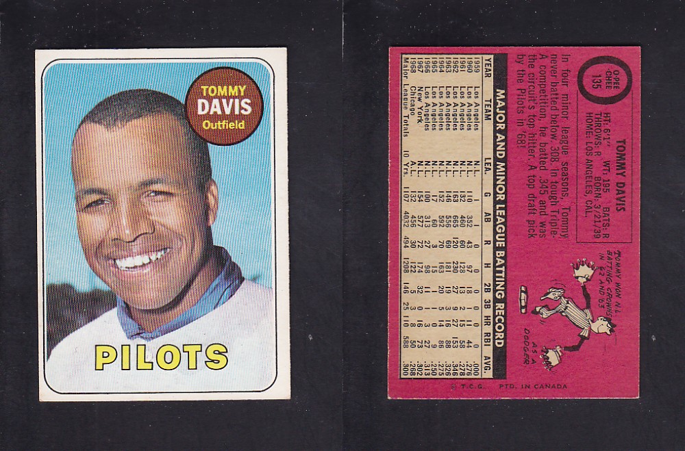 1969 O-PEE-CHEE BASEBALL CARD #135 T. DAVIS photo 1969 O-PEE-CHEE BASEBALL CARD #135 T. DAVIS photo