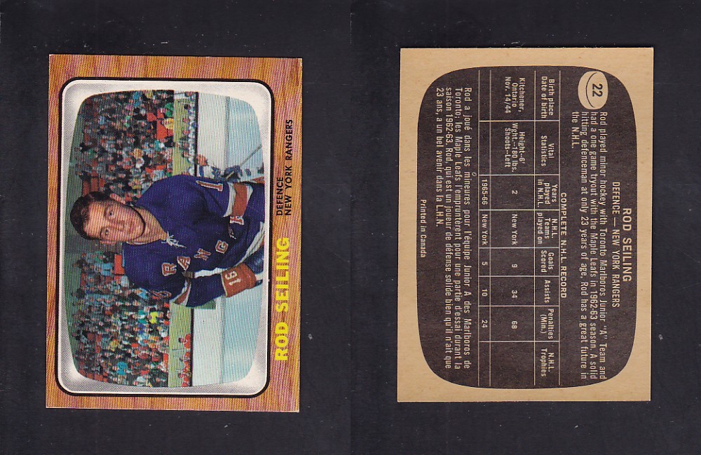 1966-67 TOPPS HOCKEY CARD #22 R. SEILING photo 1966-67 TOPPS HOCKEY CARD #22 R. SEILING photo