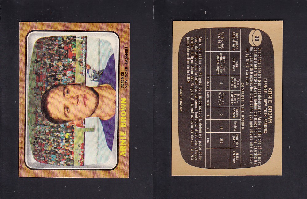1966-67 TOPPS HOCKEY CARD #90 A. BROWN photo 1966-67 TOPPS HOCKEY CARD #90 A. BROWN photo